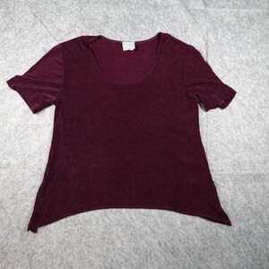 Rabbit‎ Rabbit Rabbit Top Womens Medium Purple Sharkbite Hem Slinky Scoop Neck